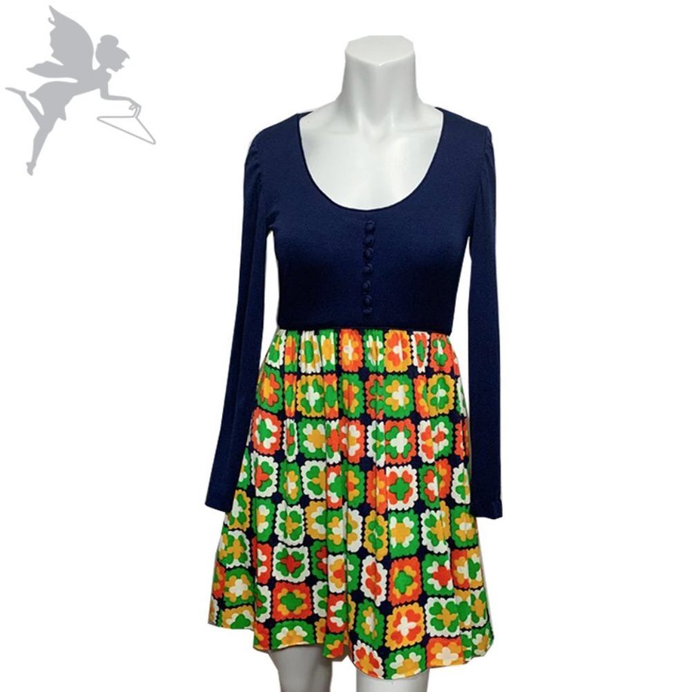 VINTAGE Leslie graphic patchwork dress